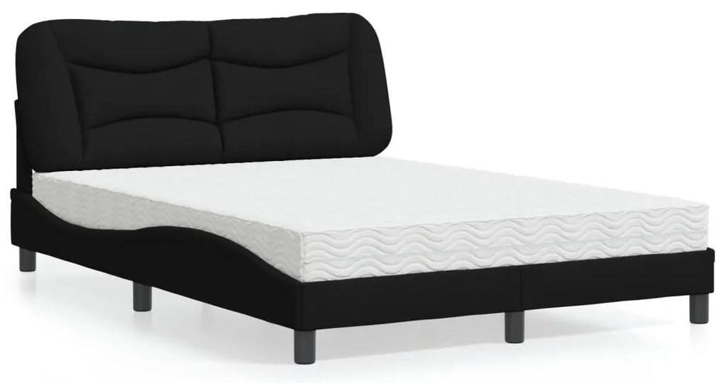 Cama com colchão 140x190 cm tecido preto