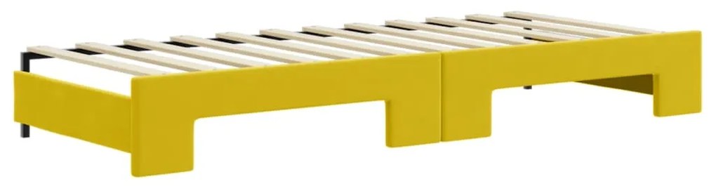 Sofá-cama com gavetão 80x200 cm veludo amarelo