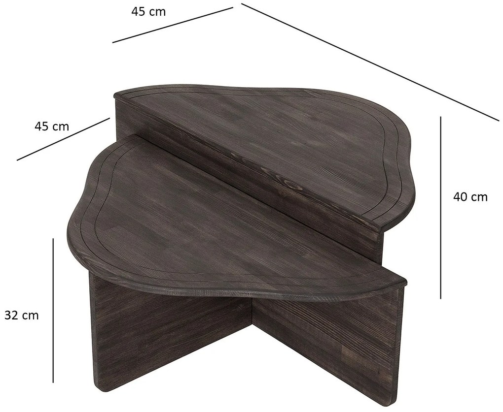 Mesa de Café Altopiano - Antracite - 90cm x 40cm x 45cm &amp; 90cm x 32cm