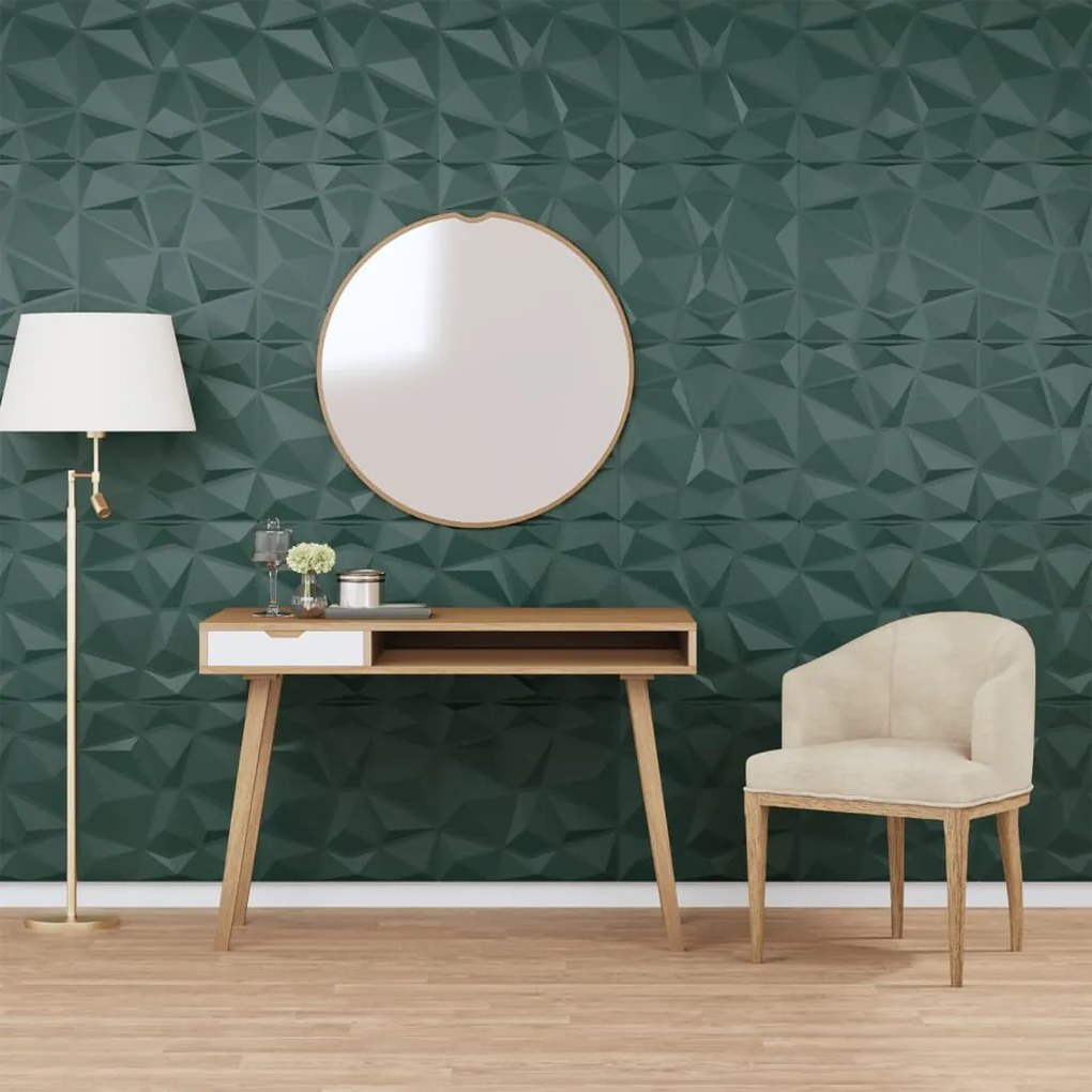 Painéis de parede 48 pcs 50x50 cm 12m² XPS diamante verde