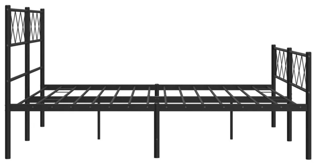 Estrutura de cama com cabeceira e pés 140x190 cm metal preto