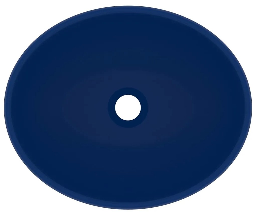 Lavatório luxuoso oval 40x33cm cerâmica azul-escuro mate