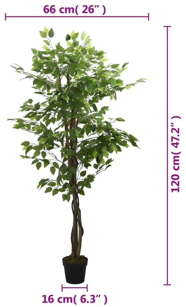 Figueira artificial 630 folhas 120 cm verde