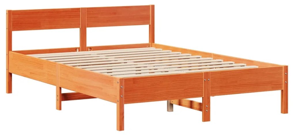 Cama sem colchão 140x190 cm pinho maciço castanho-mel