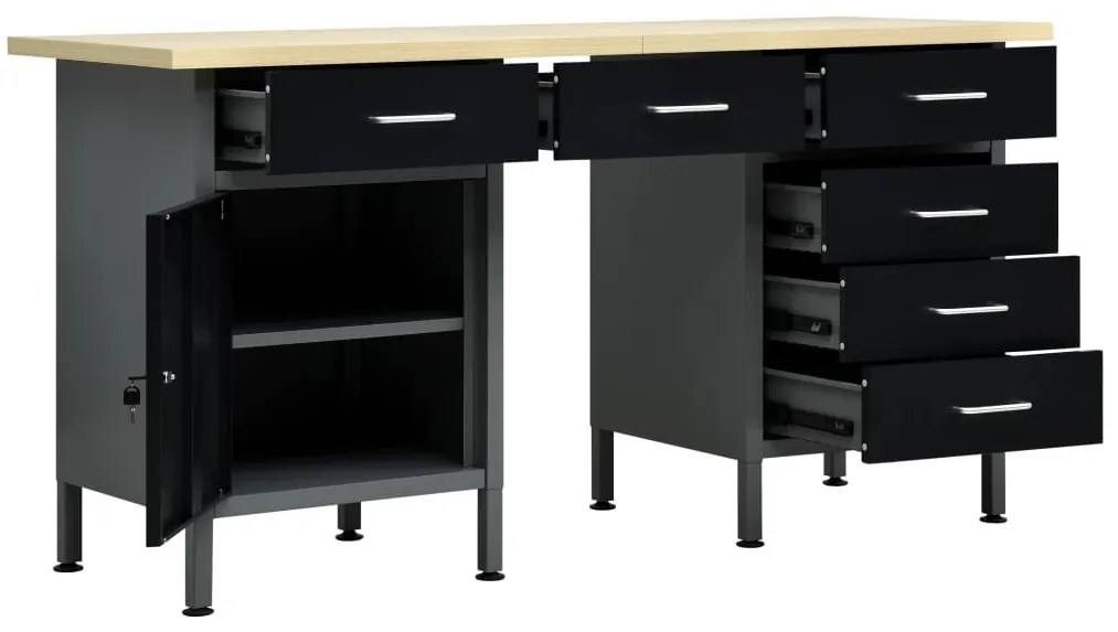 Bancada de trabalho 160x60x85 cm aço preto