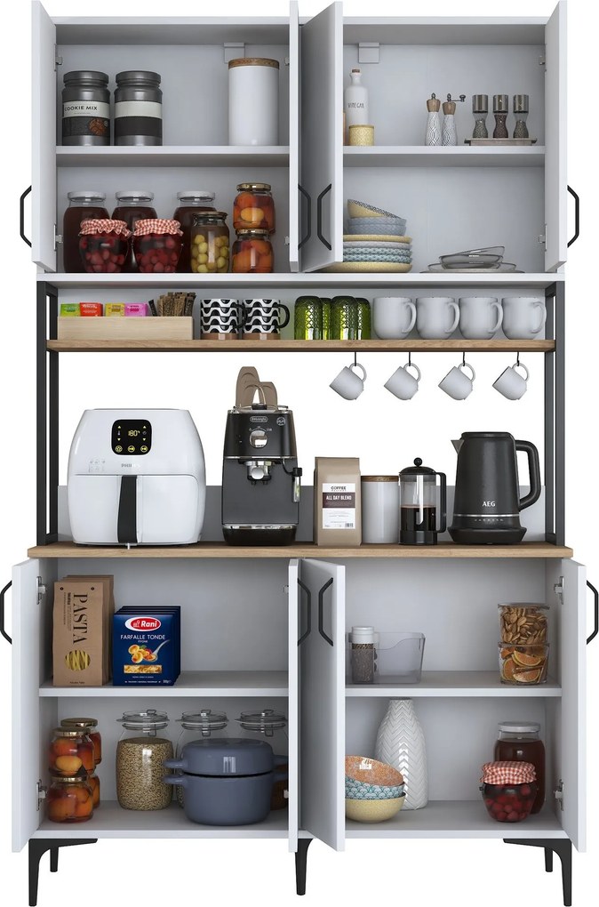 Armário Alto de Cozinha "Stella" - 120 x 198,6 x 40 cm - Nogueira e Br