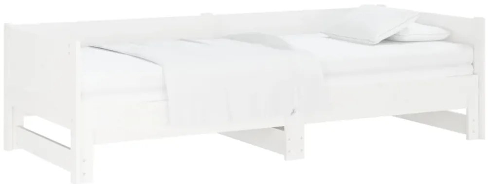 Estrutura sofá-cama de puxar 2x(80x200) cm pinho maciço branco