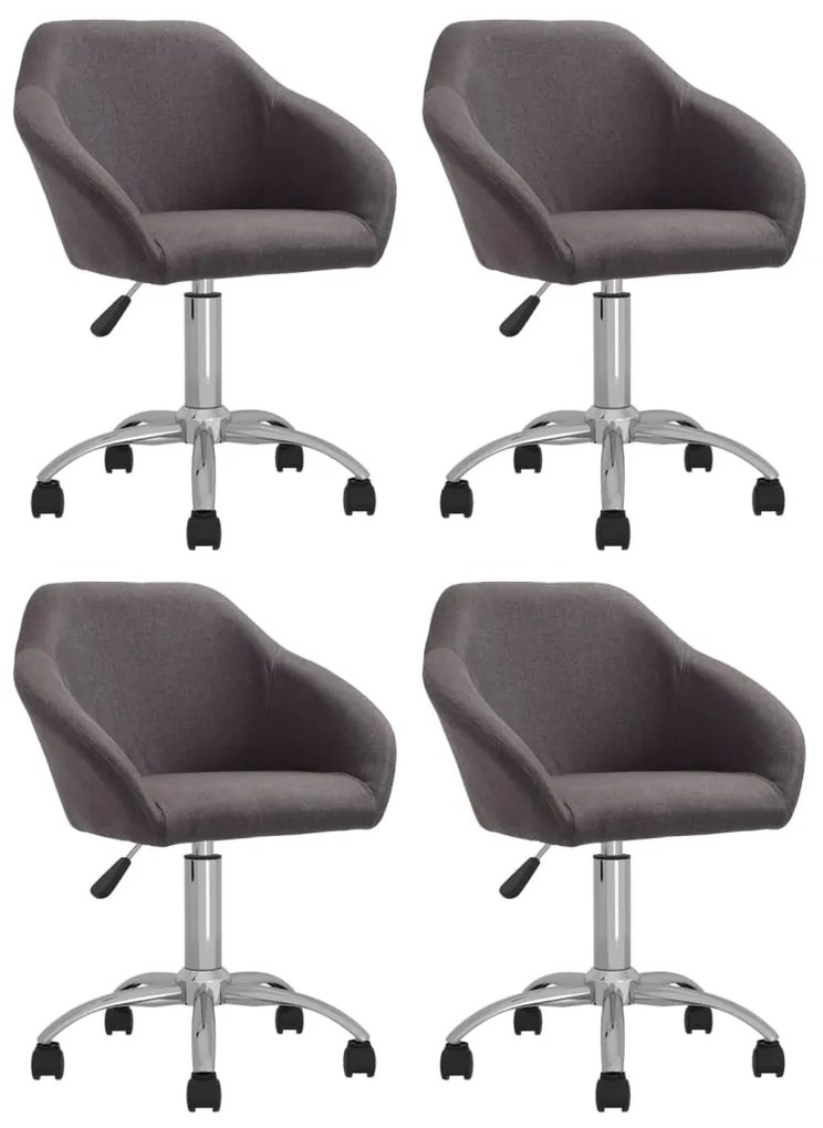 vidaXL Cadeiras de jantar giratórias 4 pcs tecido cinzento-acastanhado