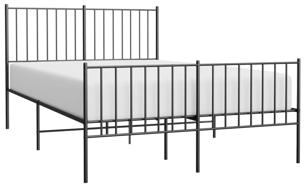 Estrutura de cama com cabeceira e pés 120x190 cm metal preto