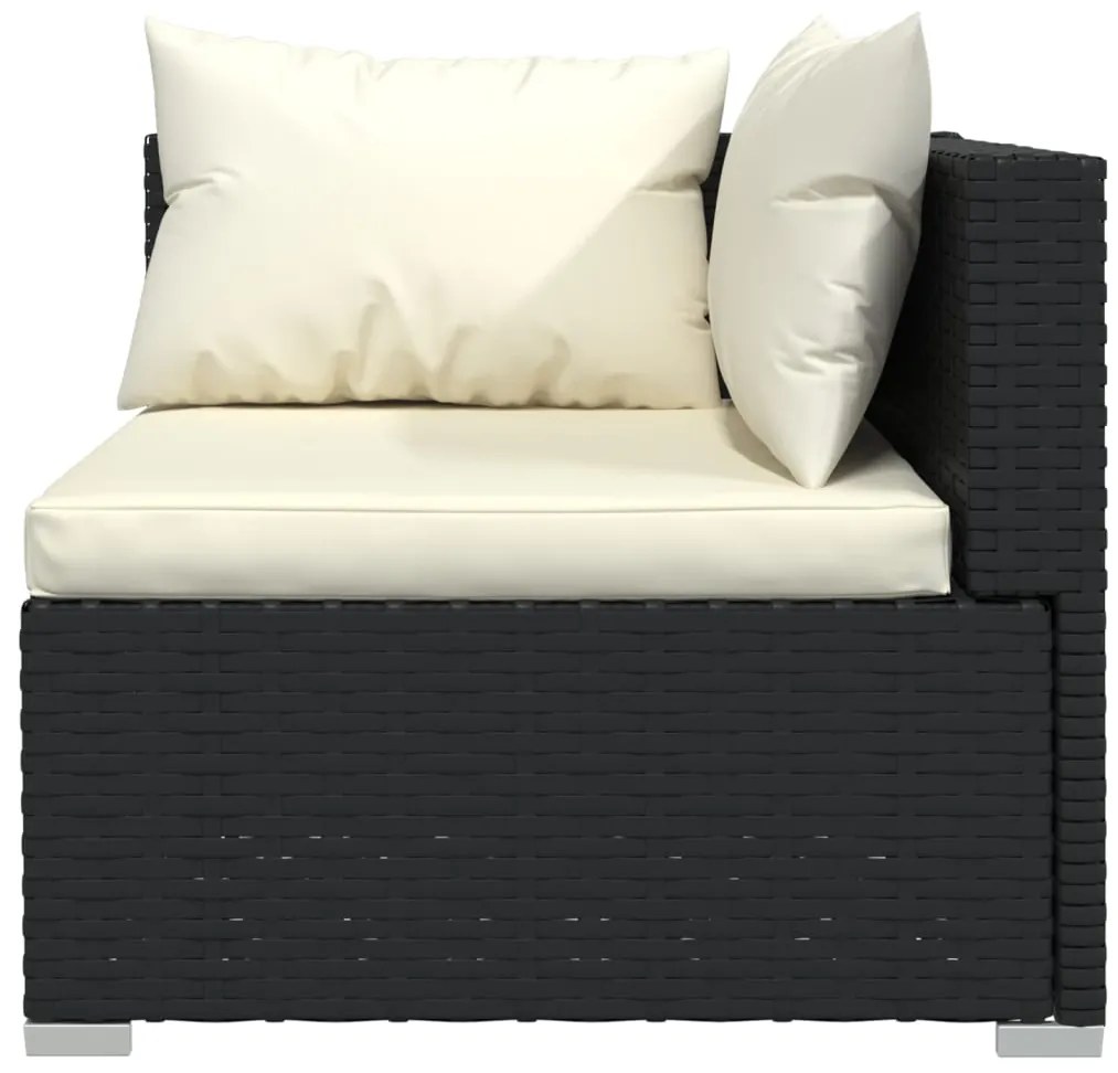 5 pcs conjunto lounge de jardim c/ almofadões vime PE preto