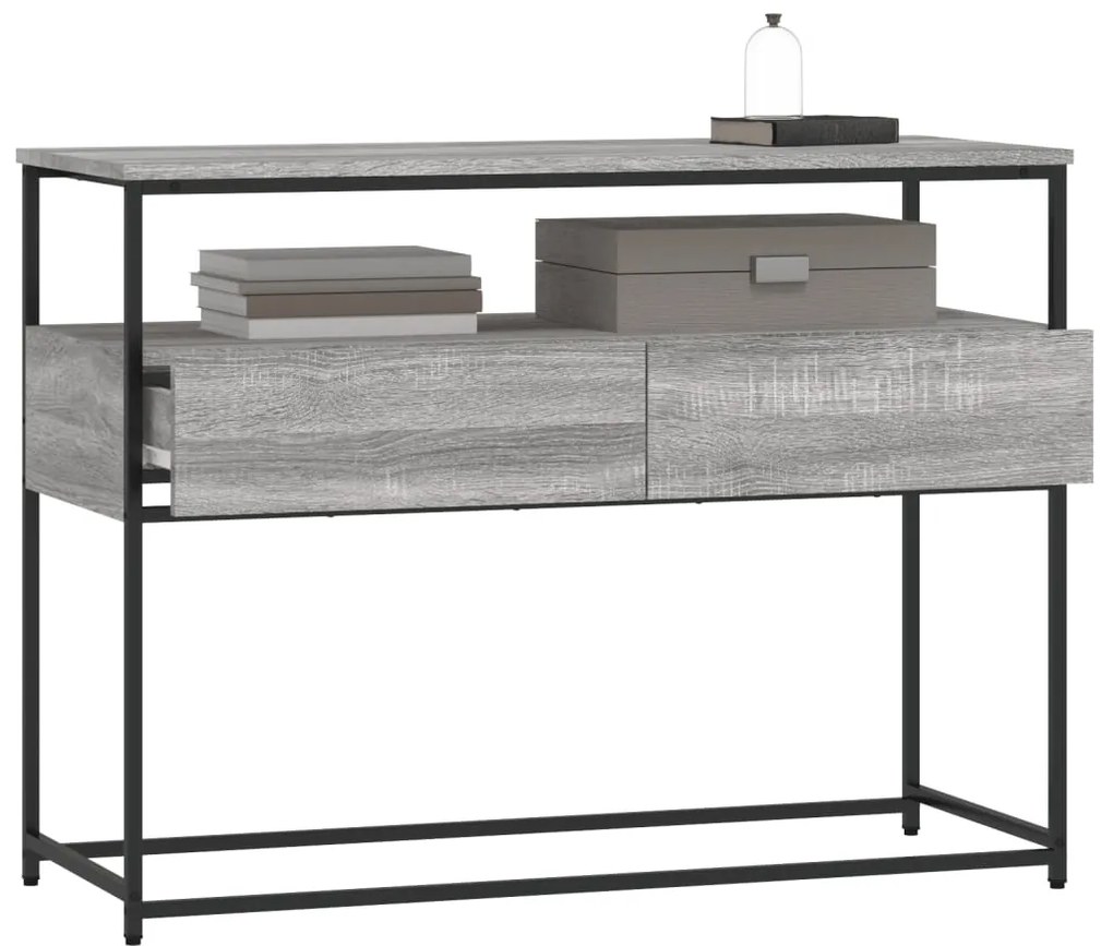 Mesa consola 100x40x75 cm derivados de madeira cinzento sonoma