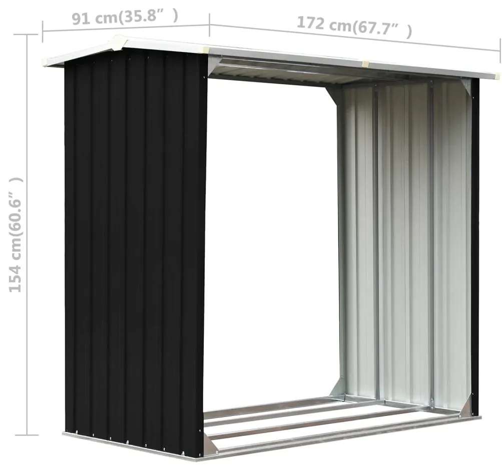 Abrigo para arrumação de troncos aço 172x91x154 cm antracite