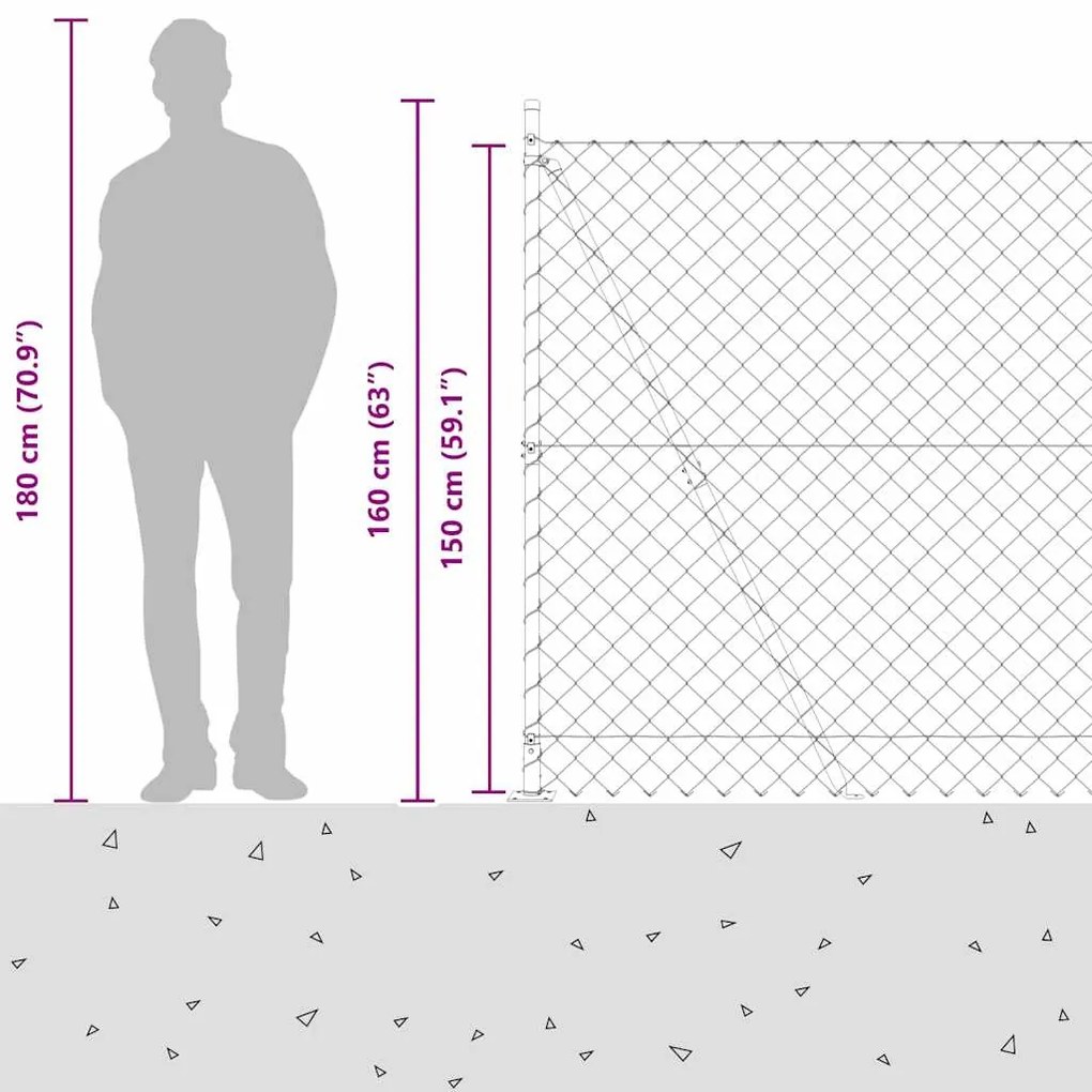 Conjunto de Postes de Cerca Prateado 10 x 1.5 m Aço Galvanizado