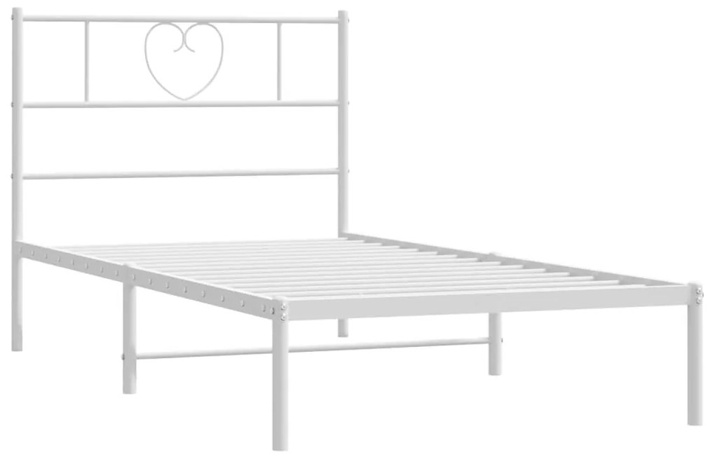 Estrutura de cama com cabeceira 75x190 cm metal branco