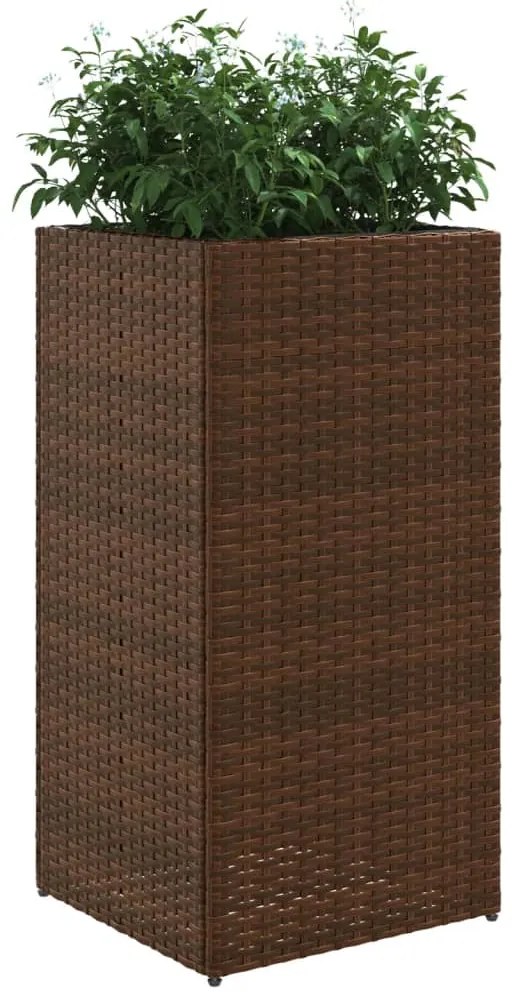 Vaso/floreira de jardim 40x40x80 cm vime PE castanho