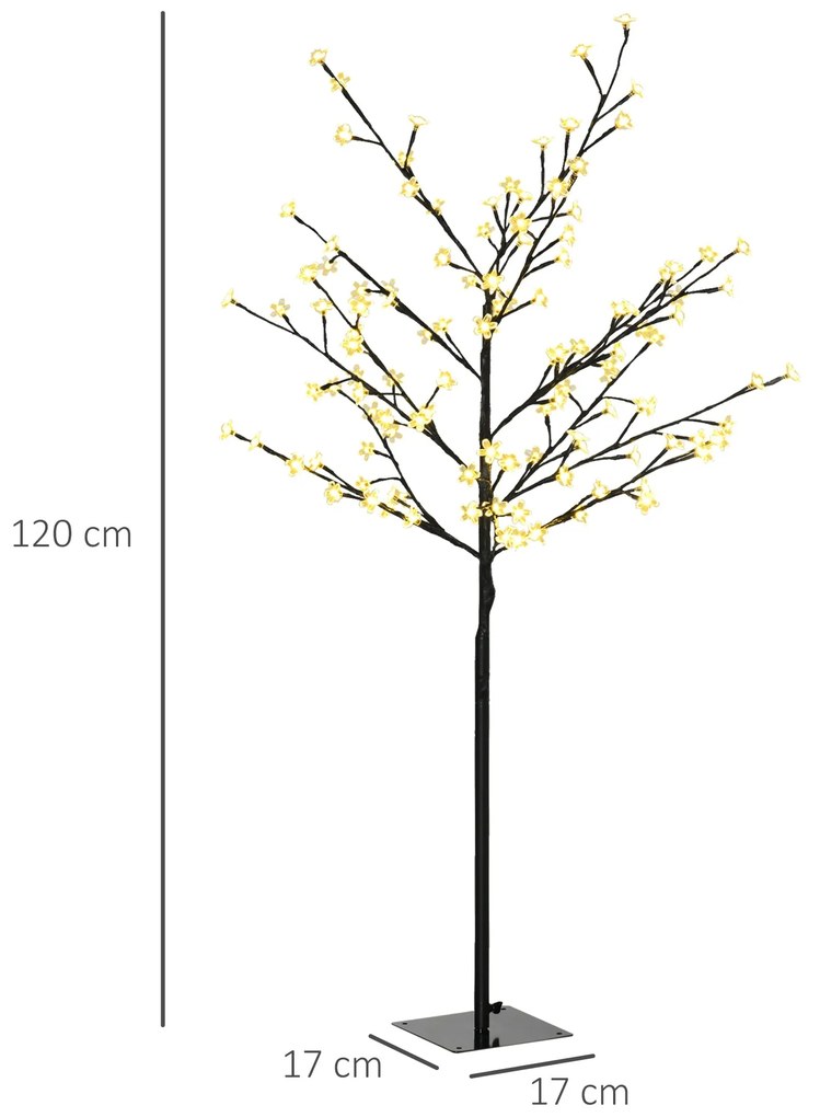 HOMCOM Árvore de Cerejeira com 120 Luzes LED IP44 Branco Quente Candee