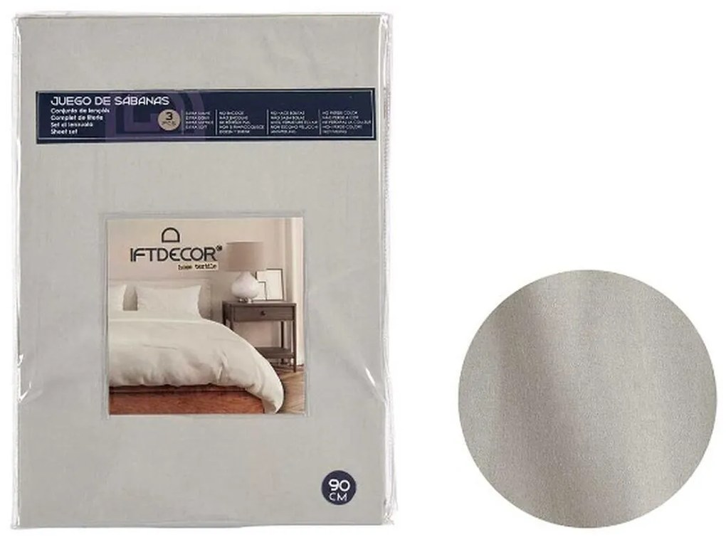 Conjunto de Lençóis Solteiro Cinzento (12 Unidades)