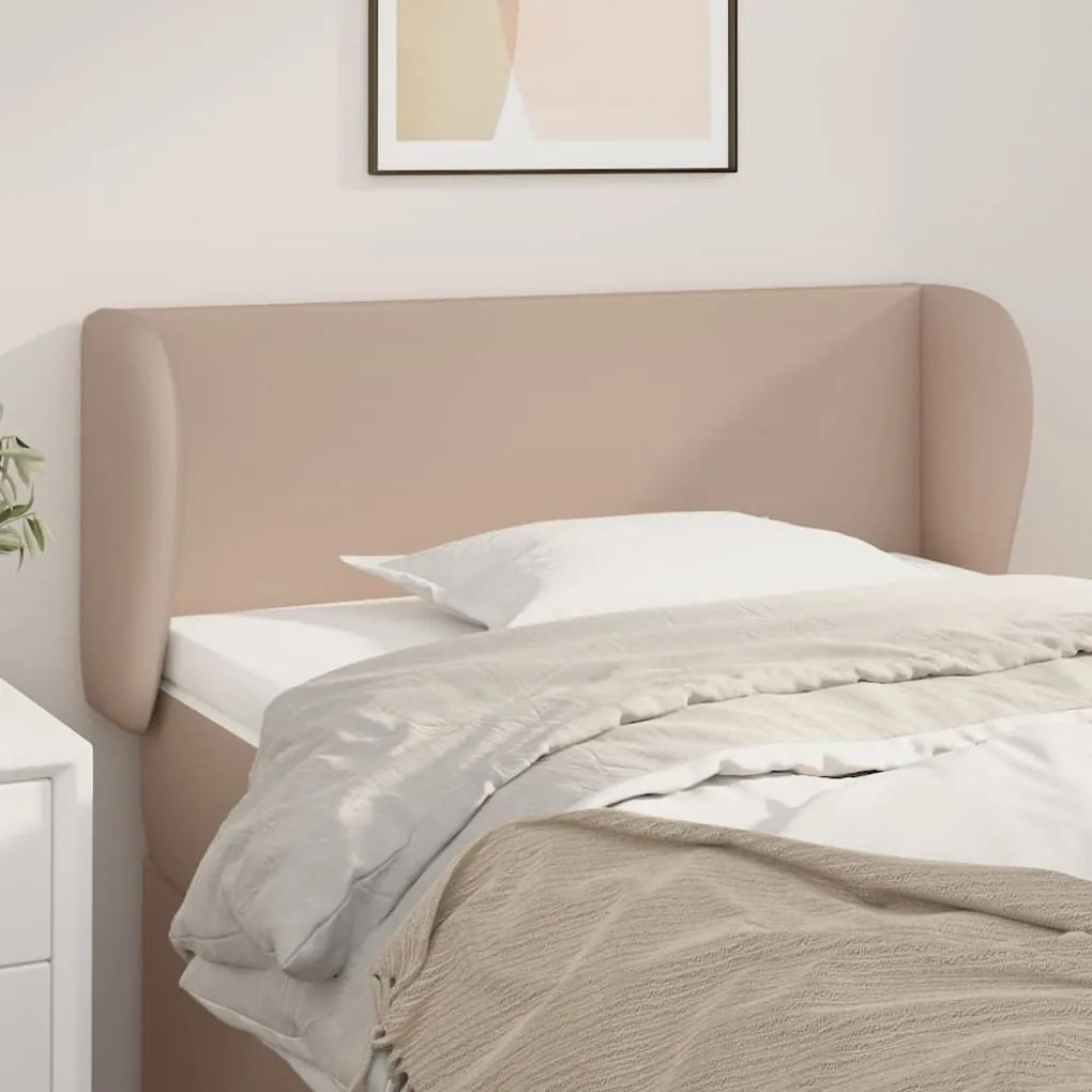 3116947 vidaXL Cabeceira cama abas couro artificial 93x23x78/88 cm cappuccino