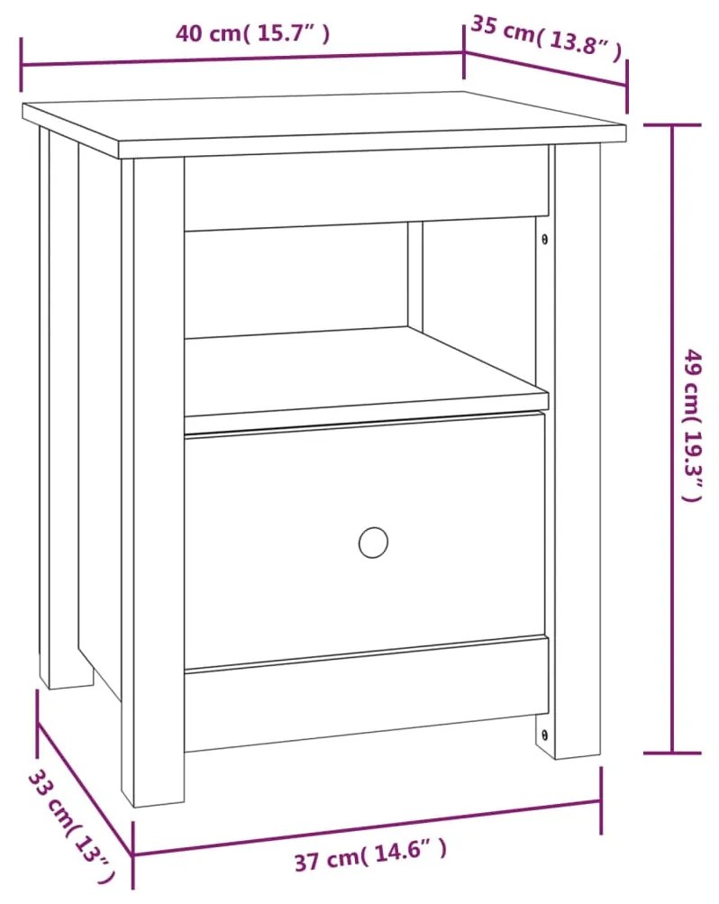 Mesa de cabeceira 40x35x49 cm pinho maciço castanho mel