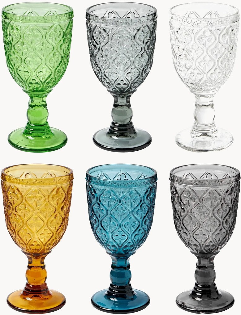 Copos de vinho com textura Marrakech, conjunto de 6