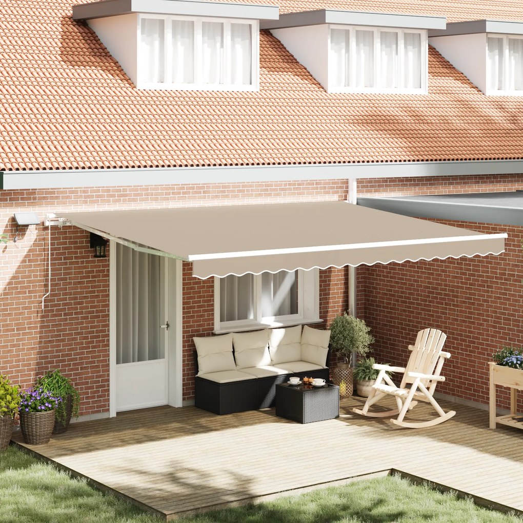 Toldo Retrátil Manual vidaXL com LED Bege 450x300 cm