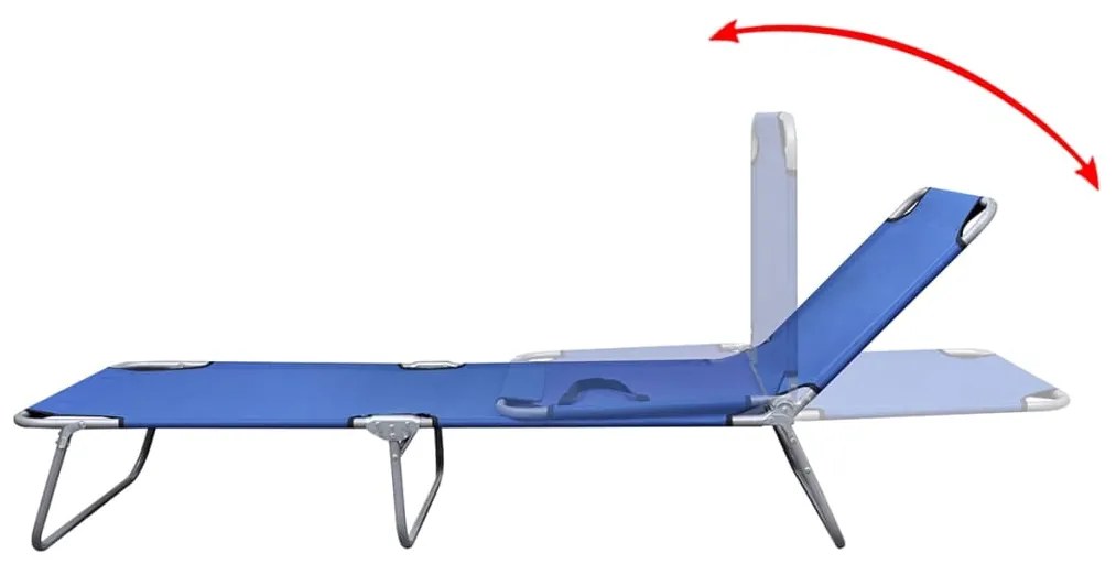 Espreguiçadeira dobrável aço revestido a pó azul