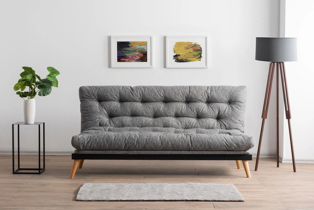 Sofá-cama de 3 Lugares Saki – Cinzento Claro – 185x82x92 cm