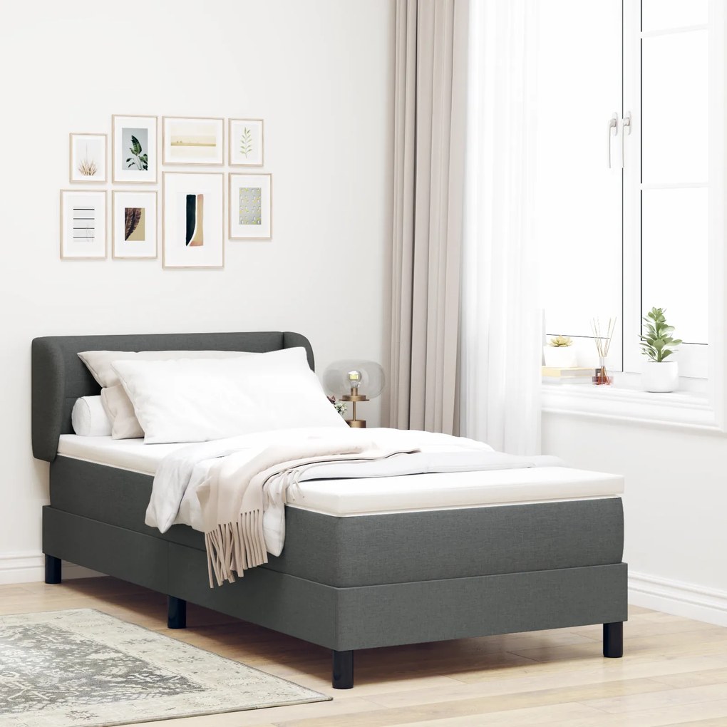 vidaXL Cama Box Spring com Colchão Cinza Escuro 80x200 cm Tecido