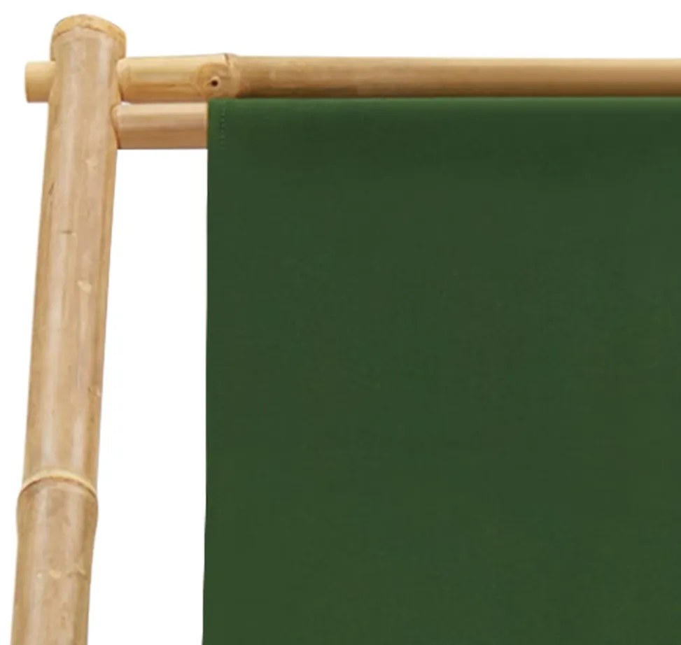 Espreguiçadeira de bambu e lona verde