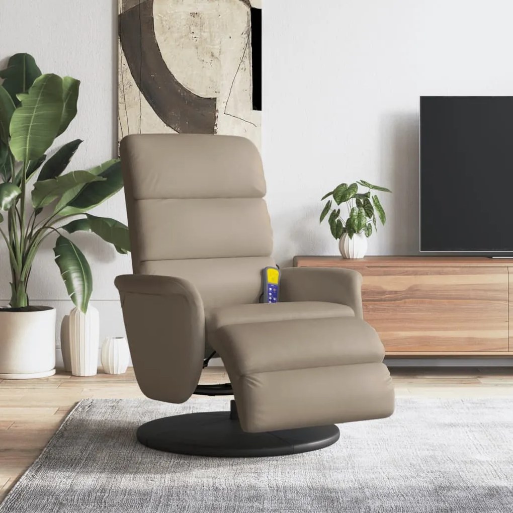 vidaXL Cadeira massagens reclinável c/apoio pés couro arti. cappuccino