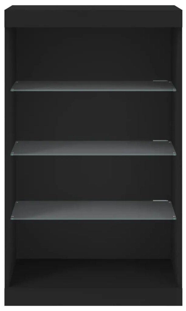 Aparador com luzes LED 60,5x37x100 cm preto