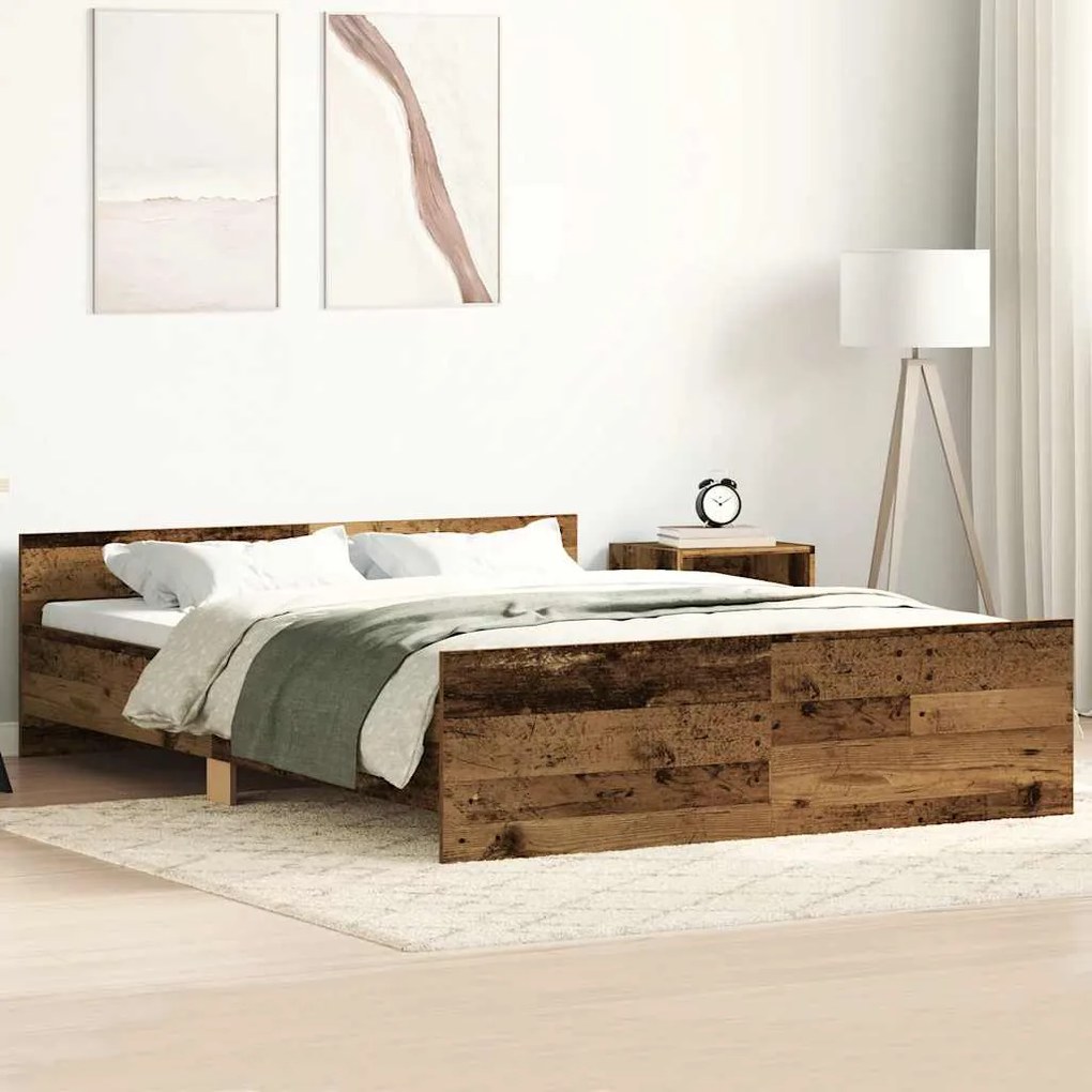 Estrutura de cama sem colchão 140x190 cm madeira velha
