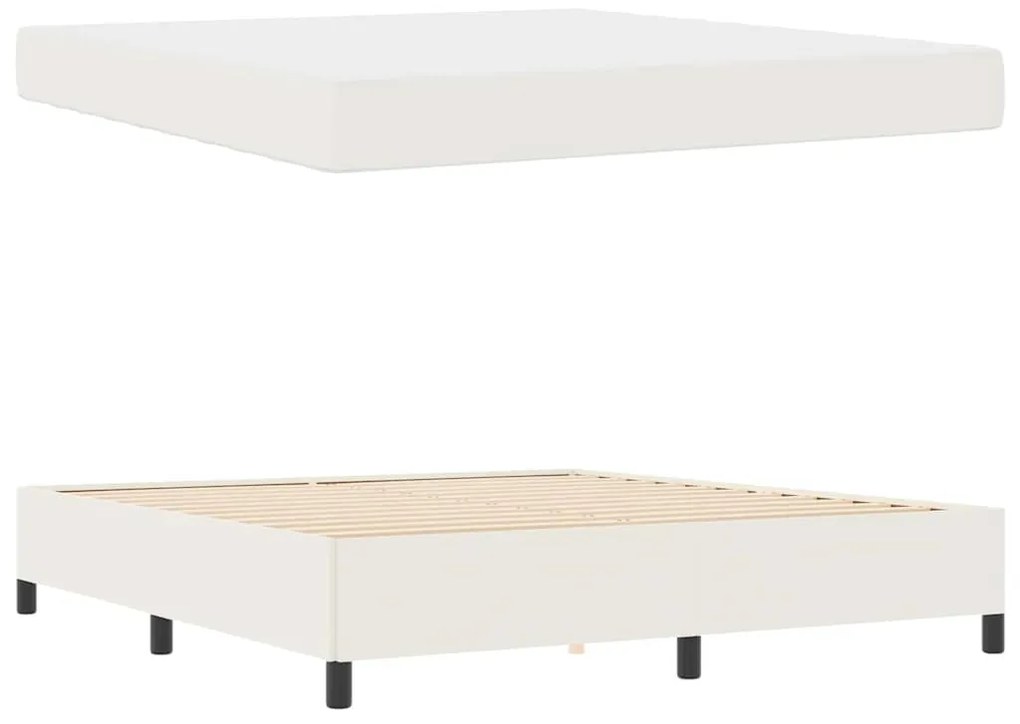 Estrutura da Cama Creme 180 x 200 cm Tecido de veludo côtelé