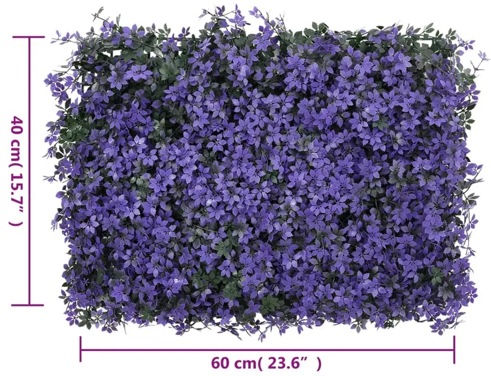 Vedação de folhas artificiais 24 pcs 40x60 cm roxo