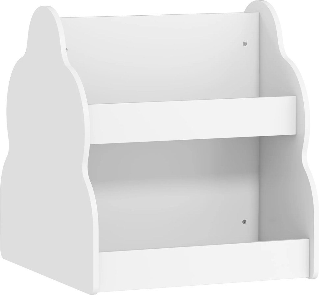 AIYAPLAY Estante infantil, estante de livros infantil de 2 andares com rodas, 4 prateleiras, para quarto infantil, sala de brincar, 54x50x56 cm, Branco | Aosom Portugal