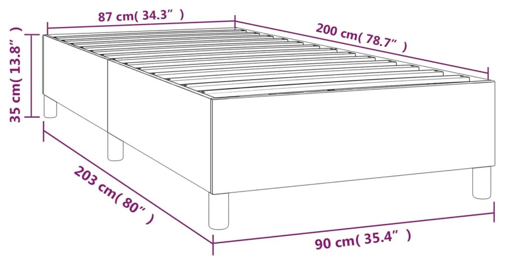 Estrutura de cama 90x200 cm tecido cor creme