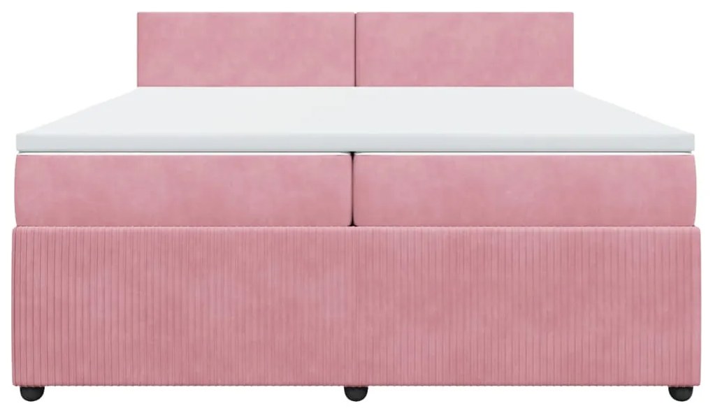 Cama com molas/colchão 200x200 cm veludo rosa