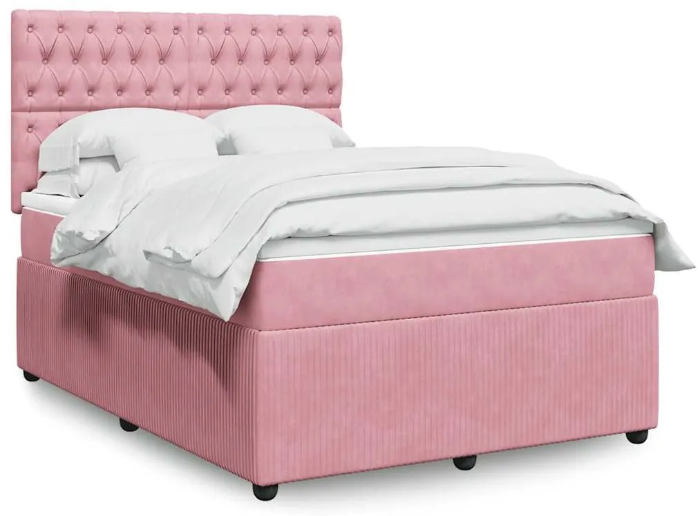 Cama com molas/colchão 160x200 cm veludo rosa