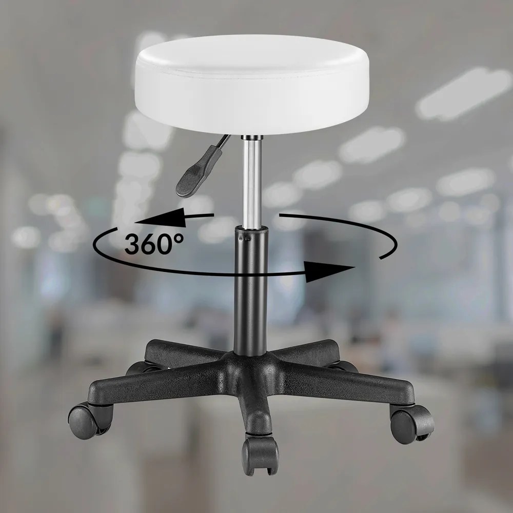 Banco giratório 360° em pele sintética 48 x 48 x 46-60 cm Branco