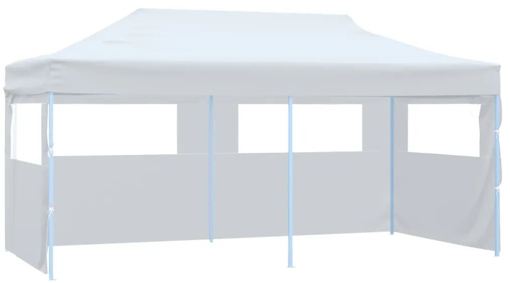 Tenda festa pop-up dobrável c/ paredes laterais 3x6m aço branco
