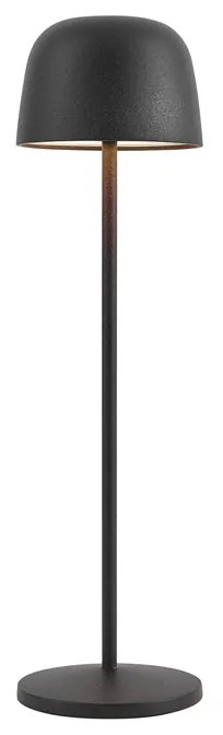 Candeeiro de mesa preto com LED recarregável com estação de carregamento IP65 - Raika Moderno