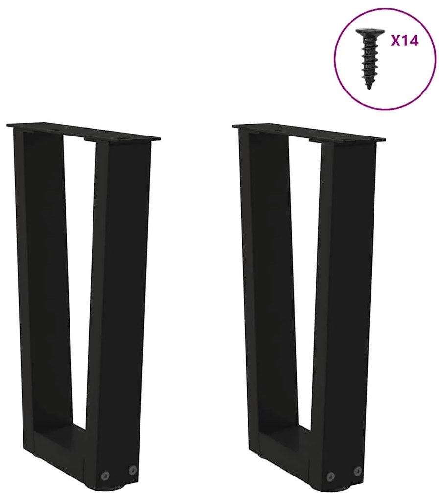 Pés para mesa de centro em V 2 peças preto 28x(42-43,3) cm aço