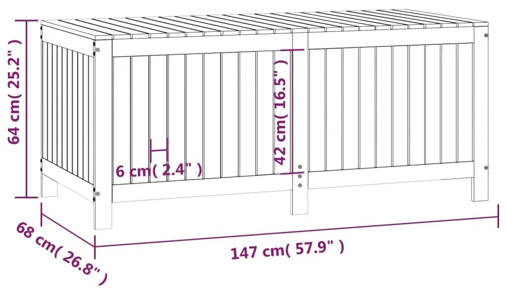 Caixa de arrumação jardim 147x68x64 cm pinho maciço cinzento