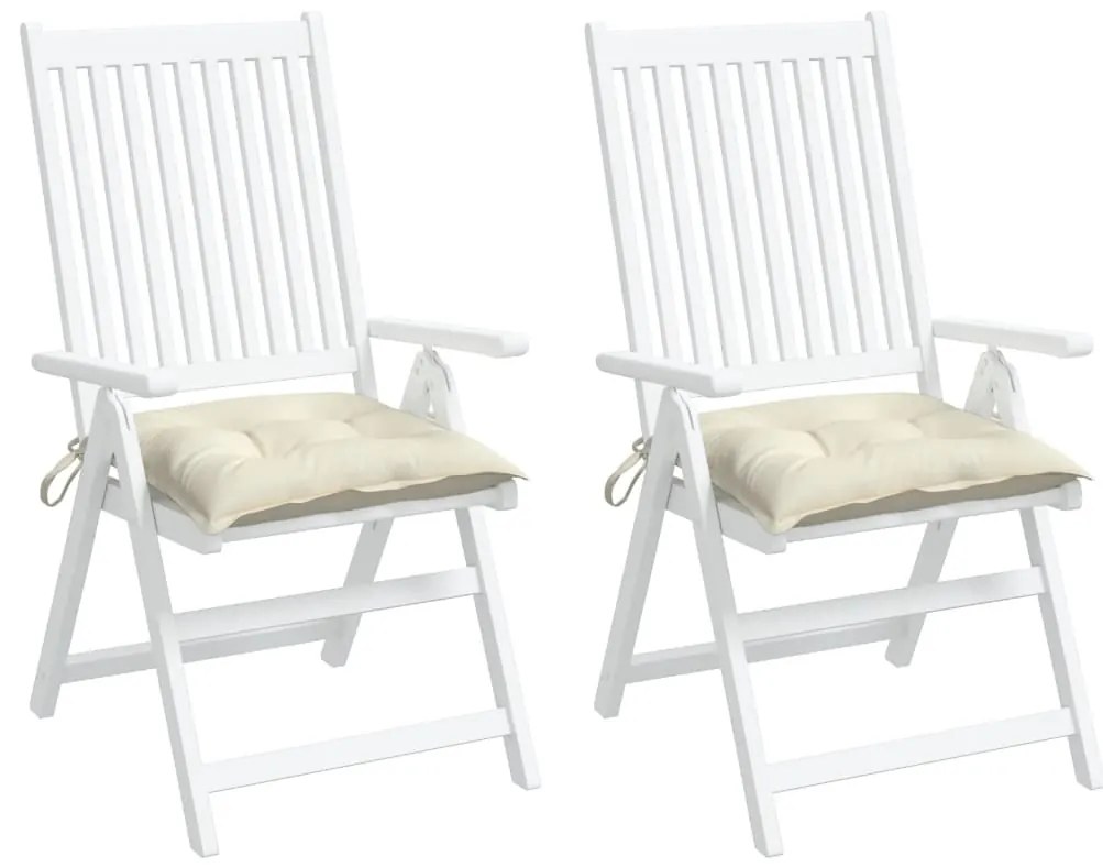 Almofadões de cadeira 2 pcs 40x40x7cm tecido oxford branco nata