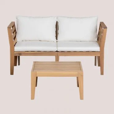 Conjunto De Jardim Com Sofá Modular De 2 Peças Com Apoios De Braço E Mesa De Centro Em Madeira De Acácia Filips Gardénia Branco - Sklum