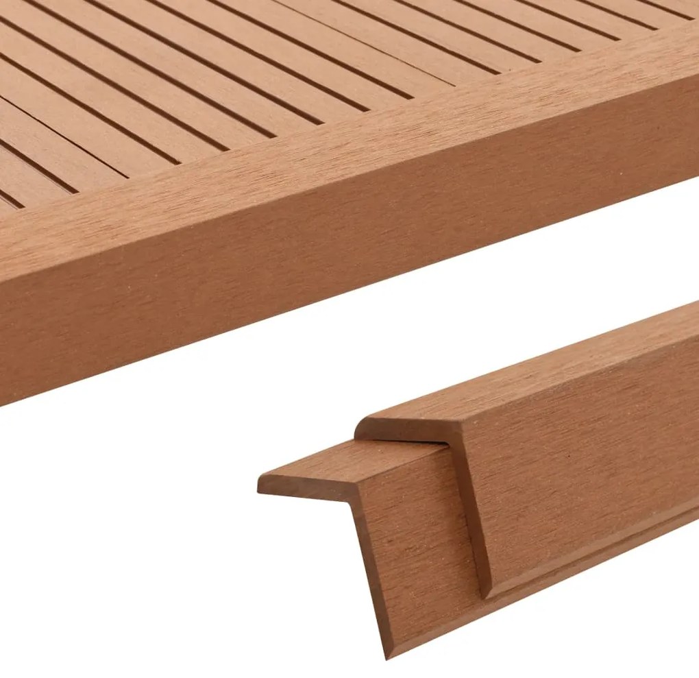 Perfis angulares p/ pavimento em WPC 5 pcs 170cm castanho claro