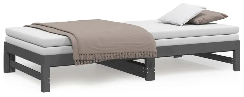 Sofá-cama de puxar 2x(90x200) cm pinho maciço cinza