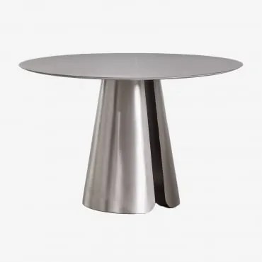 Mesa De Jantar Redonda Ø120 Cm Em Aço Inoxidável Baelor Aço Inoxidável Escovado - Sklum