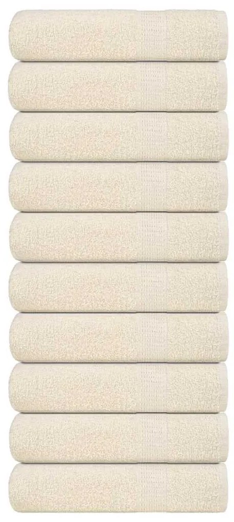 vidaXL Toalhas de mãos 10 pcs 50x100 cm 360 gsm 100% algodão creme