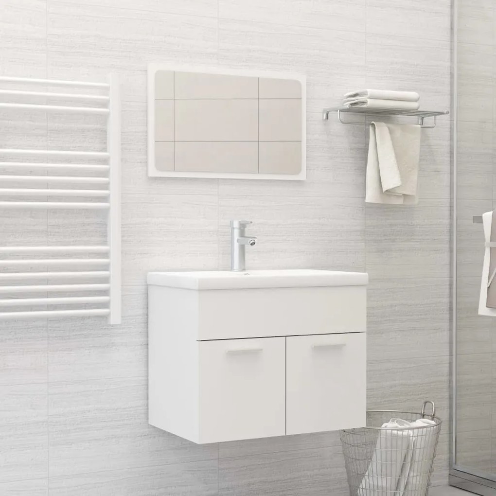 804782 vidaXL 2 pcs conjunto de móveis de casa de banho contraplacado branco